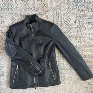 Davide Cerasi Firenze Italy Navy Leather Jacket 42 Medium 6